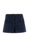 Veronica Beard Gershwin Button Check Shorts In Blue