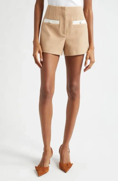 Veronica Beard Gershwin Cotton Blend Tweed Shorts In Khaki