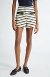 Veronica Beard Gershwin Shorts Aus Einer Baumwollmischung Mit Streifen In Ivory/black