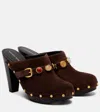 Veronica Beard Giana Embellished Suede Platform Mules In Brown