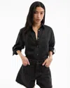 Veronica Beard Gil Linen Shirt In Black
