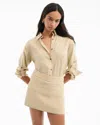 Veronica Beard Gil Linen Shirt In Brown