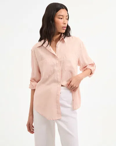 Veronica Beard Gil Linen Shirt In Pink