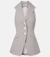 Veronica Beard Costa Stretch Cotton Gingham Vest In Gray