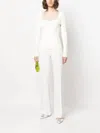 Veronica Beard Gladys Ribbed Sweetheart Knit Long Sleeve Top In Ivory In Multi