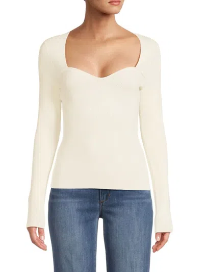 Veronica Beard Gladys Solid Rib Knit Sweater In Ivory
