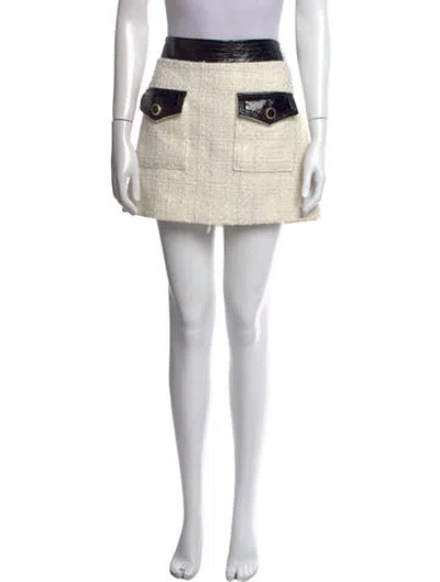 Pre-owned Veronica Beard Glitter Accents Mini Skirt In White