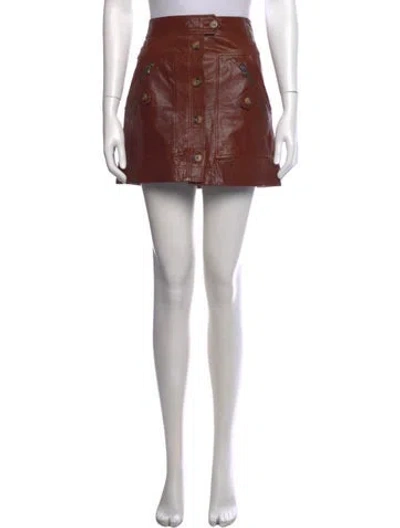 Pre-owned Veronica Beard Goat Leather Mini Skirt In Brown