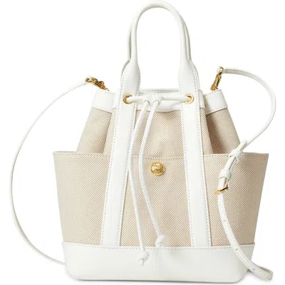 Veronica Beard Goody Bag Mixed Media Bucket Bag In Natural Offwhite