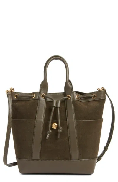 Veronica Beard Goody Bag Suede & Leather Bucket Bag In Cypress