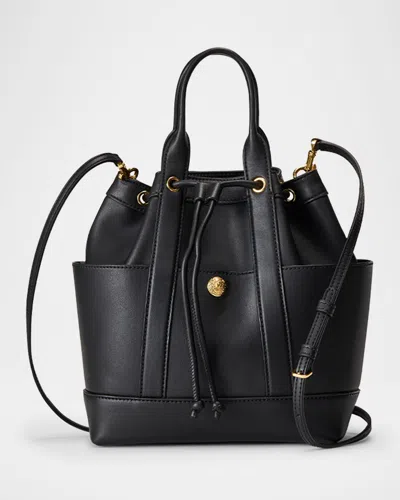 Veronica Beard Goody Drawstring Leather Crossbody Bag In Black