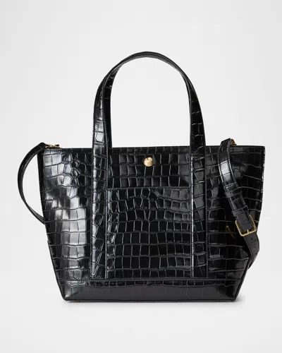 Veronica Beard Goody Grand Croc-embossed Leather Tote Bag In Black