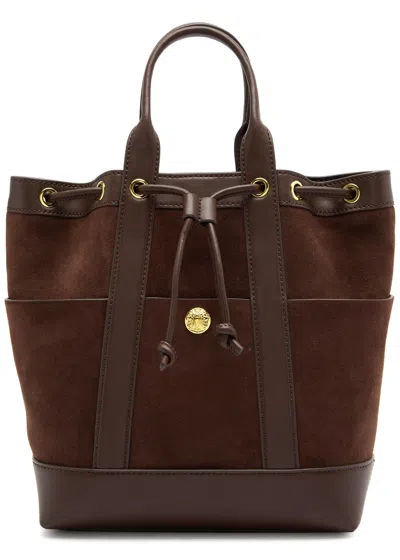 Veronica Beard Goody Panelled Suede Bucket Bag In Dark Brown