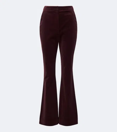 Veronica Beard Gracie Cotton-blend Velvet Flared Pants In Brown