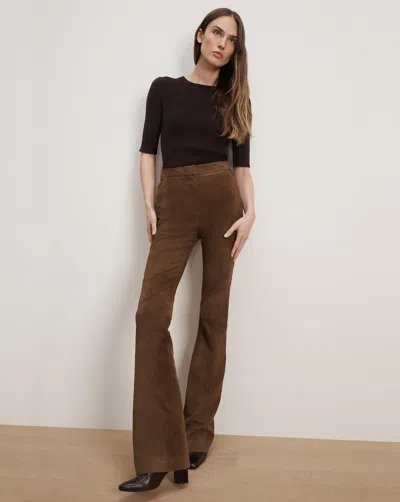 Veronica Beard Gracie Suede Flare Pant In Brown