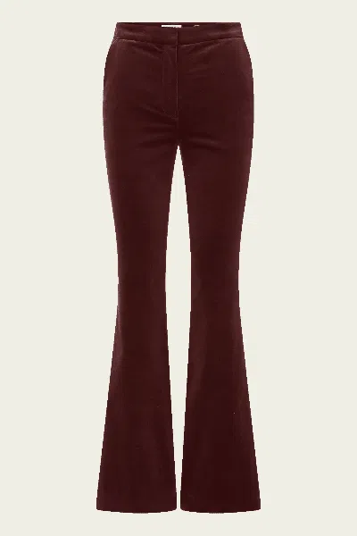Veronica Beard Gracie Velvet Flare Pant In Burgundy In Brown