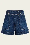 Veronica Beard Graham High Waist Denim Carpenter Shorts