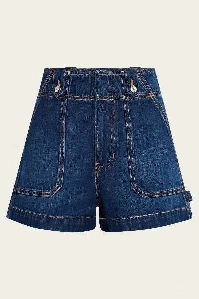VERONICA BEARD GRAHAM DENIM WORKWEAR SHORT IN BRIGHT BLUE