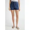 Veronica Beard Graham High Waist Denim Carpenter Shorts In Bright Blue