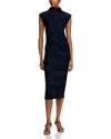 Veronica Beard Christa Halterneck Midi Dress In Navy