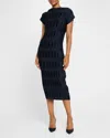 Veronica Beard Christa Halterneck Midi Dress In Navy