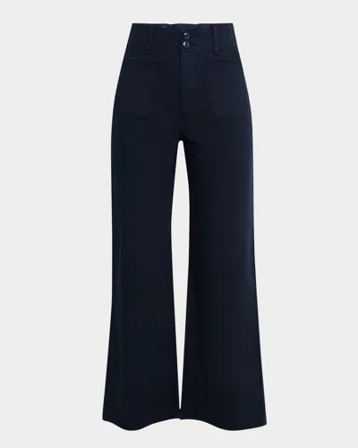 Veronica Beard Grant Cropped High-rise Wide-leg Pants In Navy