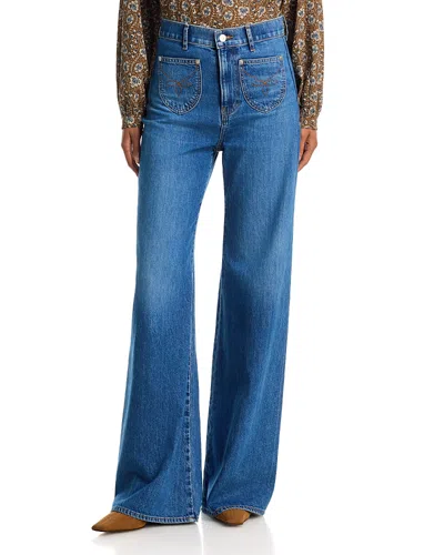 Veronica Beard Grant High Rise Wide Leg Jeans In Wanderer In Blue