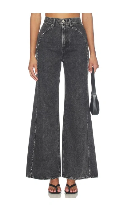 Veronica Beard Grant Studded High-rise Wide-leg Jeans In Gray