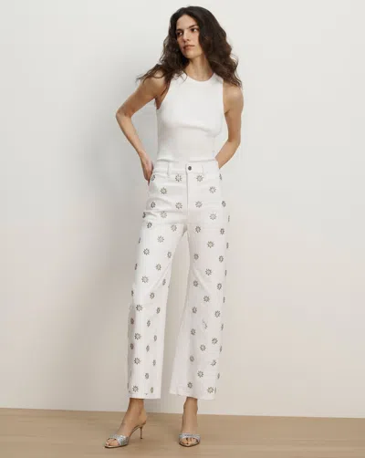Veronica Beard Grant Studded Wide-leg Jean In White