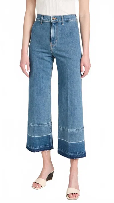 Veronica Beard Grant Wide Leg Crop Jean In Globetrotter Moon In Blue