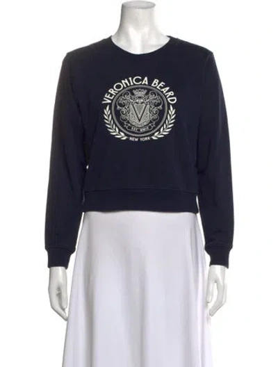 Pre-owned Veronica Beard Graphic Print Crew Neck Sweatshirt In Blue