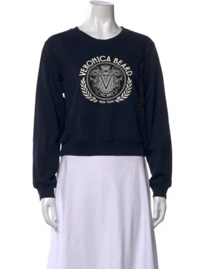 Pre-owned Veronica Beard Graphic Print Crew Neck Sweatshirt In Blue