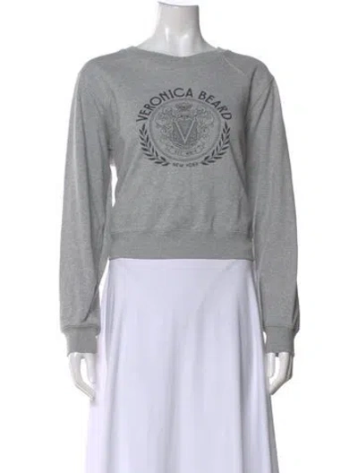 Pre-owned Veronica Beard Graphic Print Crew Neck Sweatshirt In Gray