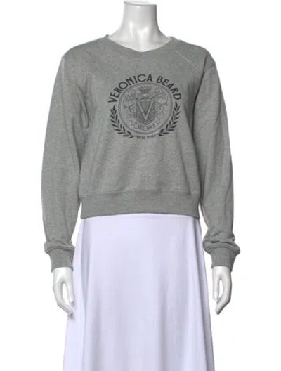 Pre-owned Veronica Beard Graphic Print Crew Neck Sweatshirt In Grey