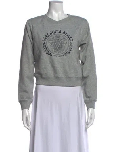 Pre-owned Veronica Beard Graphic Print Crew Neck Sweatshirt W/ Tags In Grey