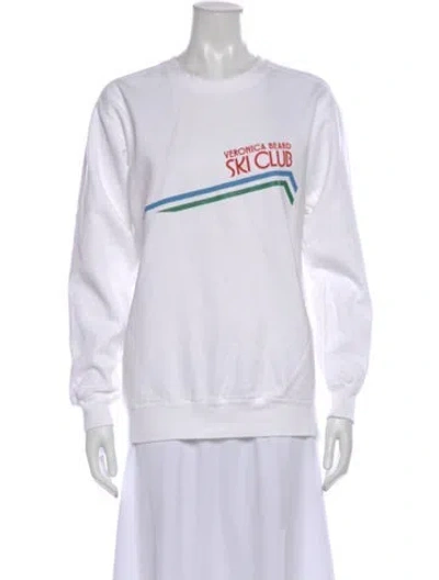Pre-owned Veronica Beard Graphic Print Crew Neck Sweatshirt In White