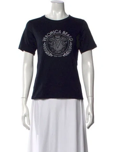 Pre-owned Veronica Beard Graphic Print Crew Neck T-shirt In Black