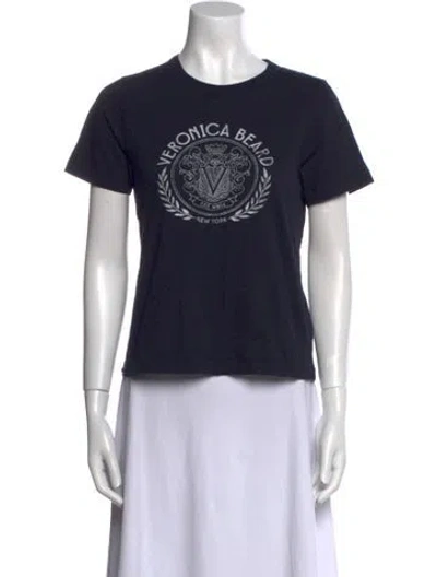 Pre-owned Veronica Beard Graphic Print Crew Neck T-shirt In Blue
