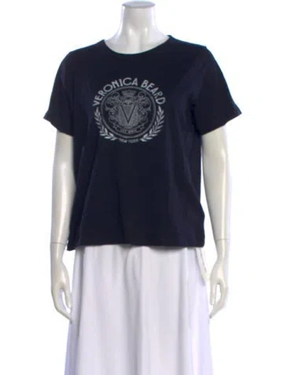 Pre-owned Veronica Beard Graphic Print Crew Neck T-shirt In Blue