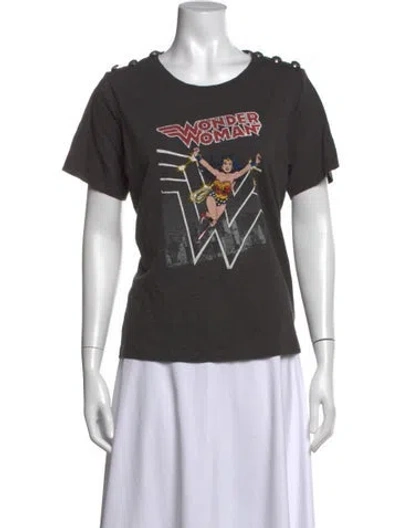 Pre-owned Veronica Beard Graphic Print Crew Neck T-shirt In Gray