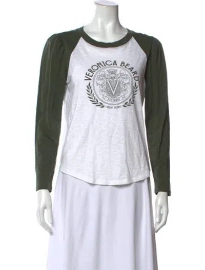 Pre-owned Veronica Beard Graphic Print Crew Neck T-shirt In Green/white