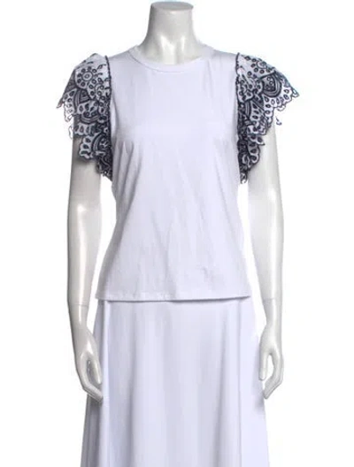 Pre-owned Veronica Beard Graphic Print Crew Neck T-shirt In White