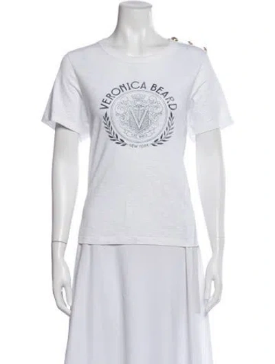 Pre-owned Veronica Beard Graphic Print Crew Neck T-shirt In White