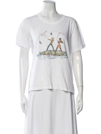Pre-owned Veronica Beard Graphic Print Crew Neck T-shirt In White