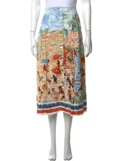 Pre-owned Veronica Beard Graphic Print Midi Length Skirt In Multicolor