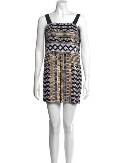 Pre-owned Veronica Beard Graphic Print Mini Dress In Black