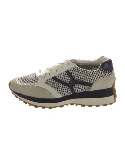 Pre-owned Veronica Beard Graphic Print Sneakers In Green/neutrals