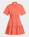Veronica Beard Greta Button-front Shirtdress In Persimmon