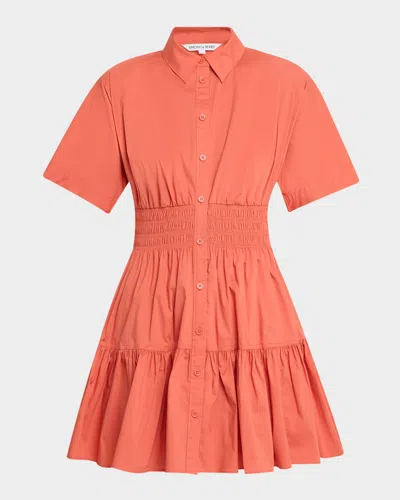 Veronica Beard Greta Button-front Shirtdress In Orange