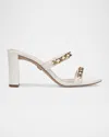 Veronica Beard Gretchen Leather Sandals In Parchment